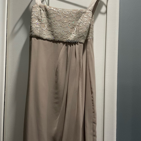 R & M Richards Taupe Lace Long Sleeve Dress - Picture 5 of 7